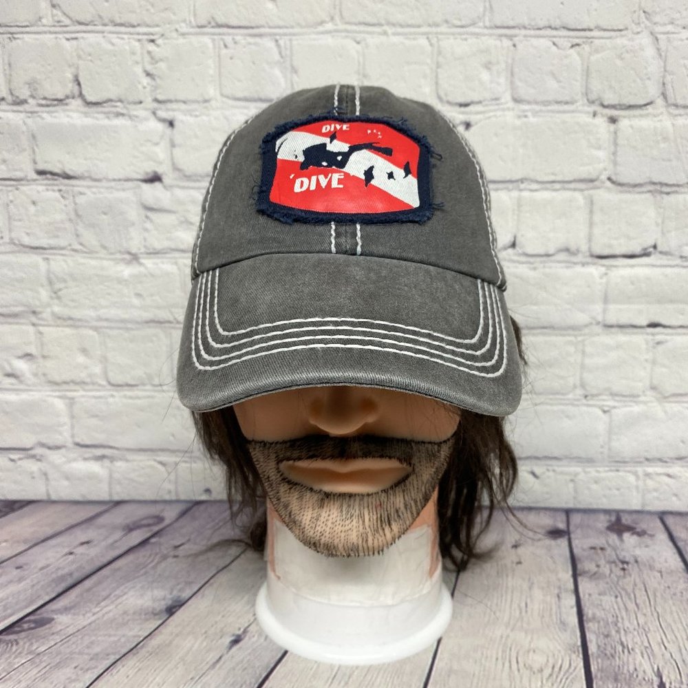 Cancun Mexico Hat Cap Strap Back Faded Gray Dive Yacht Club Patch One Size